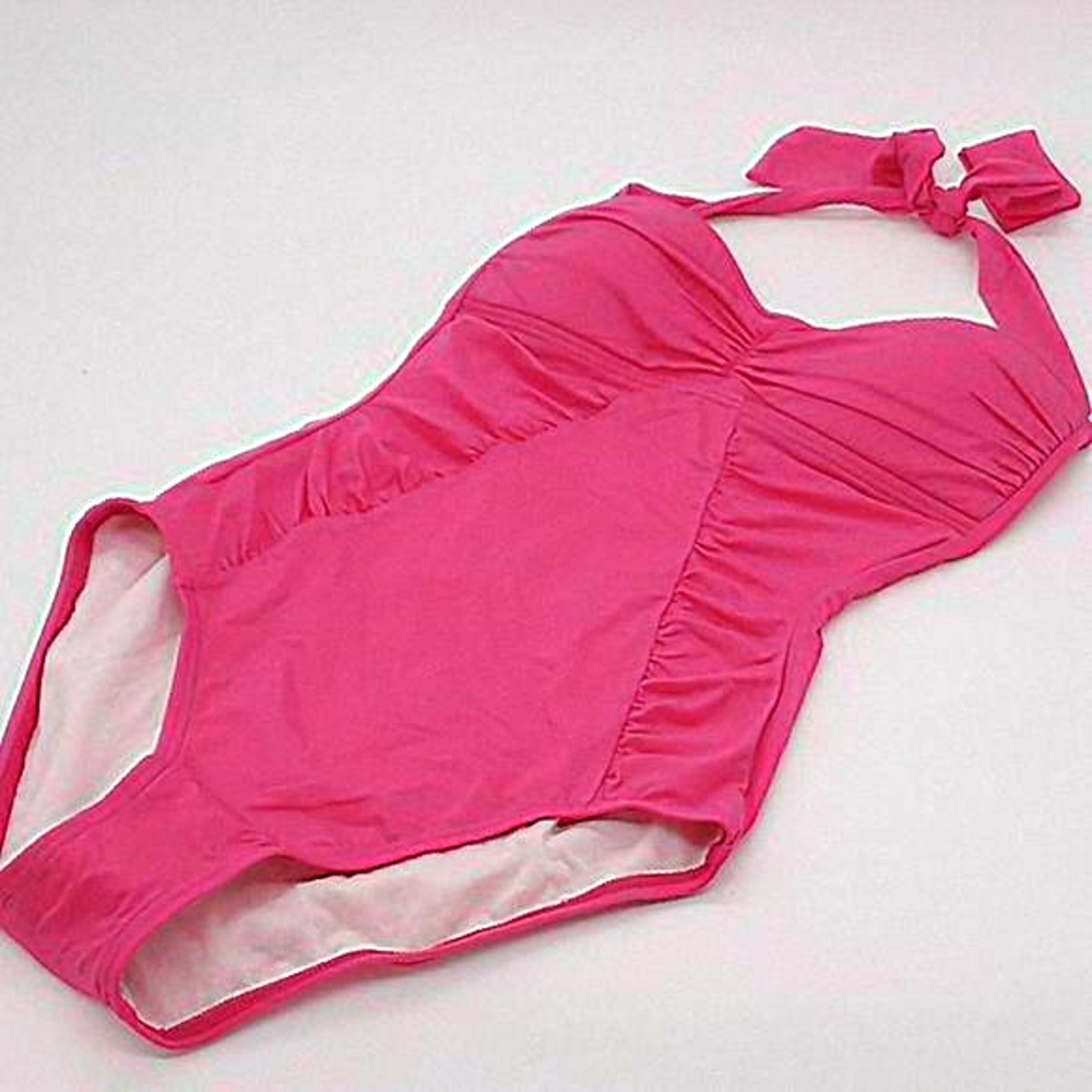 NWOT Tommy Bahama Ruched Top Side Shirred Halter‎ One-Piece Pink 6